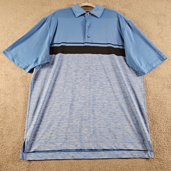 FootJoy Other - FootJoy Mens XL ProDry Golf Polo Shirt Blue Colorblock Striped Performance Short